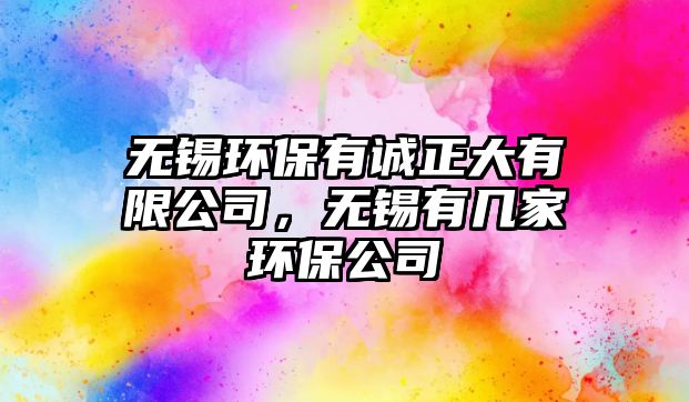 無錫環(huán)保有誠正大有限公司，無錫有幾家環(huán)保公司