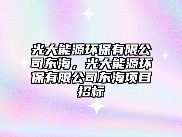 光大能源環(huán)保有限公司東海，光大能源環(huán)保有限公司東海項目招標