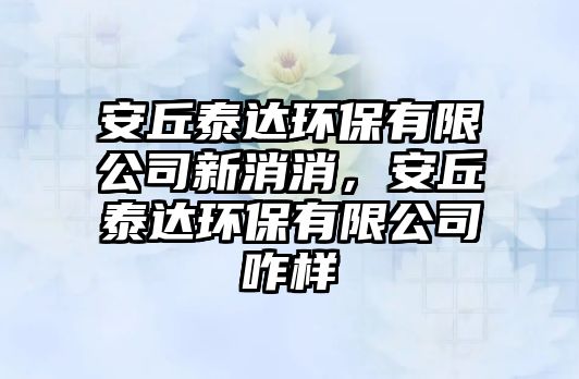 安丘泰達(dá)環(huán)保有限公司新消消，安丘泰達(dá)環(huán)保有限公司咋樣