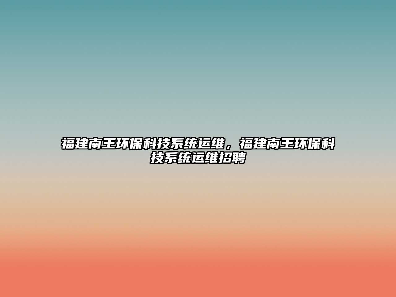 福建南王環(huán)保科技系統(tǒng)運維，福建南王環(huán)保科技系統(tǒng)運維招聘