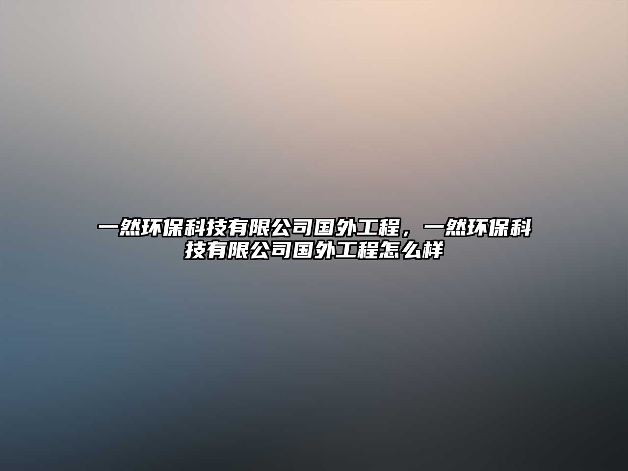 一然環(huán)保科技有限公司國(guó)外工程，一然環(huán)?？萍加邢薰緡?guó)外工程怎么樣