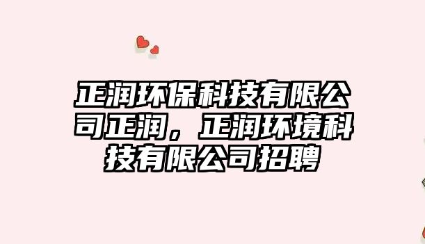 正潤(rùn)環(huán)?？萍加邢薰菊凉?rùn)，正潤(rùn)環(huán)境科技有限公司招聘