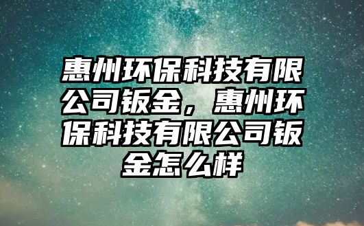 惠州環(huán)?？萍加邢薰锯k金，惠州環(huán)?？萍加邢薰锯k金怎么樣