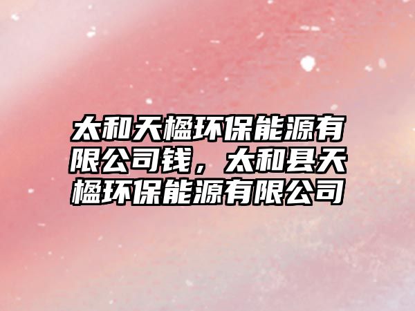 太和天楹環(huán)保能源有限公司錢，太和縣天楹環(huán)保能源有限公司