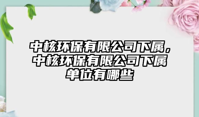 中核環(huán)保有限公司下屬，中核環(huán)保有限公司下屬單位有哪些