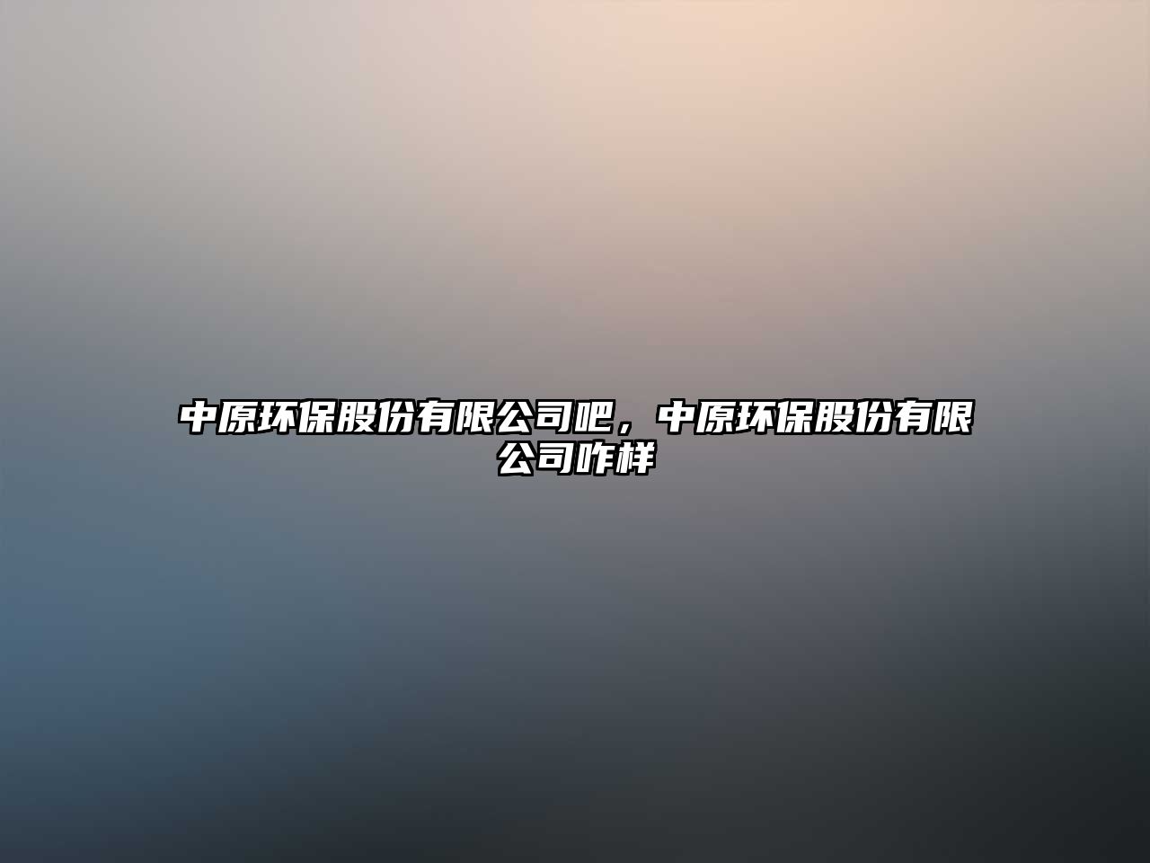 中原環(huán)保股份有限公司吧，中原環(huán)保股份有限公司咋樣