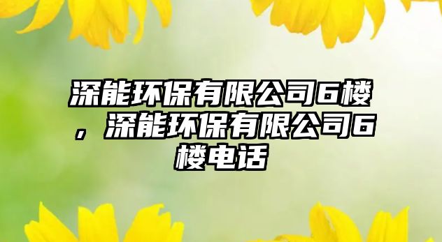 深能環(huán)保有限公司6樓，深能環(huán)保有限公司6樓電話