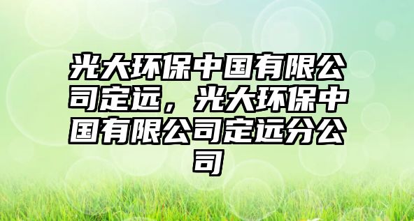 光大環(huán)保中國有限公司定遠(yuǎn)，光大環(huán)保中國有限公司定遠(yuǎn)分公司