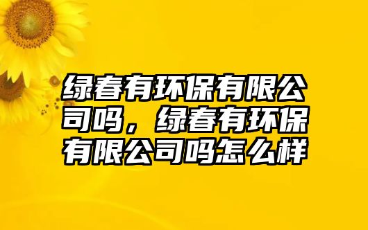 綠春有環(huán)保有限公司嗎，綠春有環(huán)保有限公司嗎怎么樣
