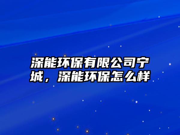 深能環(huán)保有限公司寧城，深能環(huán)保怎么樣