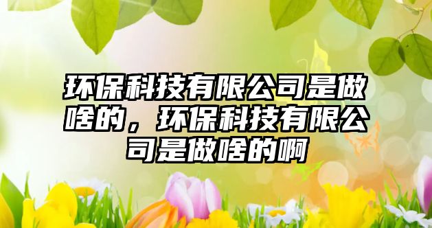環(huán)?？萍加邢薰臼亲錾兜?，環(huán)保科技有限公司是做啥的啊