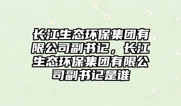 長江生態(tài)環(huán)保集團(tuán)有限公司副書記，長江生態(tài)環(huán)保集團(tuán)有限公司副書記是誰