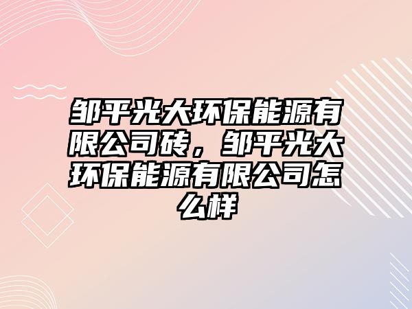 鄒平光大環(huán)保能源有限公司磚，鄒平光大環(huán)保能源有限公司怎么樣
