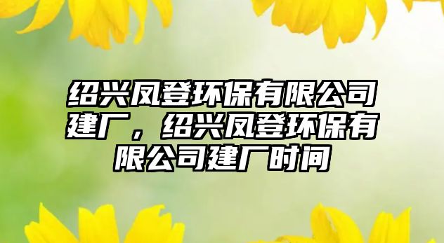 紹興鳳登環(huán)保有限公司建廠，紹興鳳登環(huán)保有限公司建廠時(shí)間
