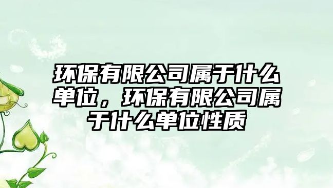 環(huán)保有限公司屬于什么單位，環(huán)保有限公司屬于什么單位性質(zhì)