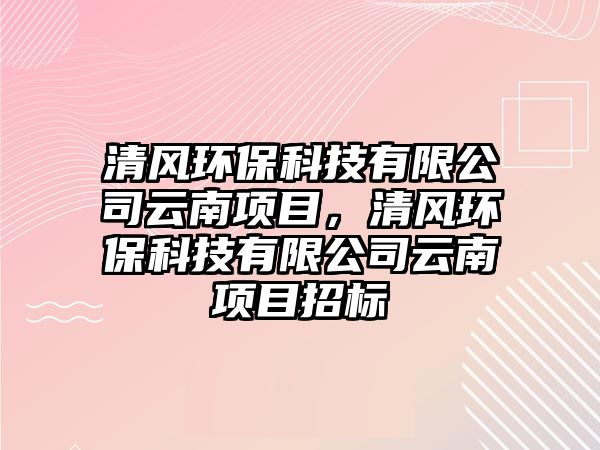 清風環(huán)?？萍加邢薰驹颇享椖?，清風環(huán)保科技有限公司云南項目招標