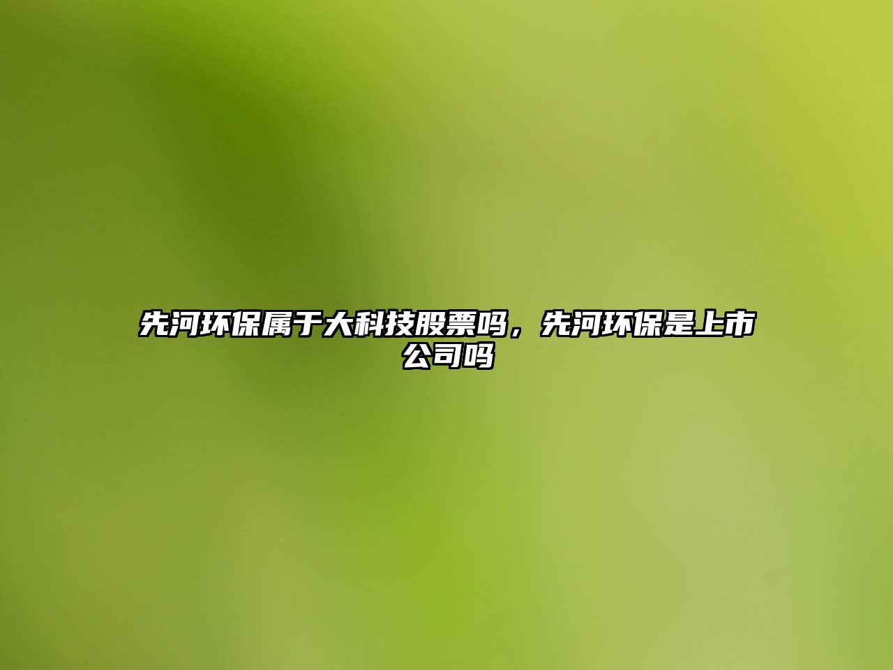 先河環(huán)保屬于大科技股票嗎，先河環(huán)保是上市公司嗎