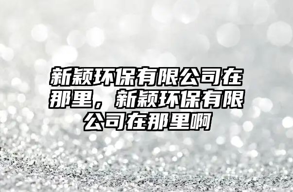 新穎環(huán)保有限公司在那里，新穎環(huán)保有限公司在那里啊