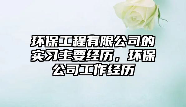 環(huán)保工程有限公司的實(shí)習(xí)主要經(jīng)歷，環(huán)保公司工作經(jīng)歷