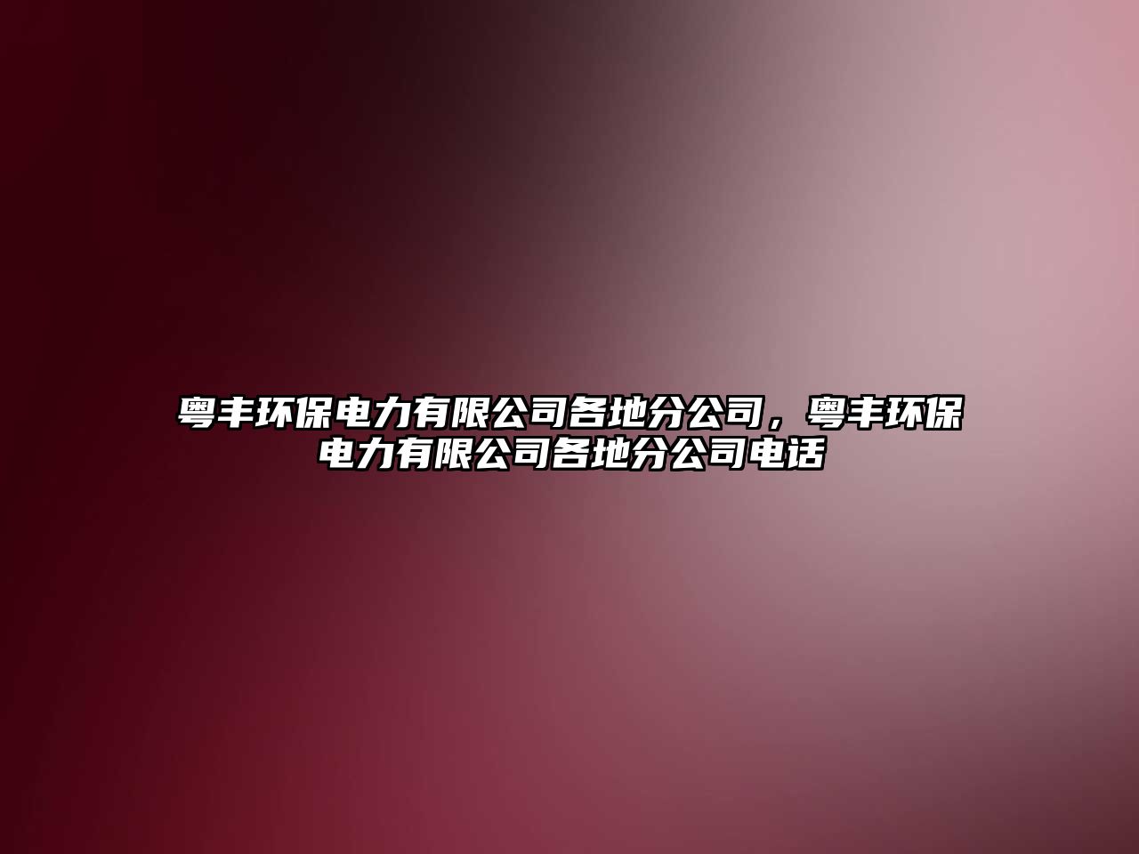 粵豐環(huán)保電力有限公司各地分公司，粵豐環(huán)保電力有限公司各地分公司電話