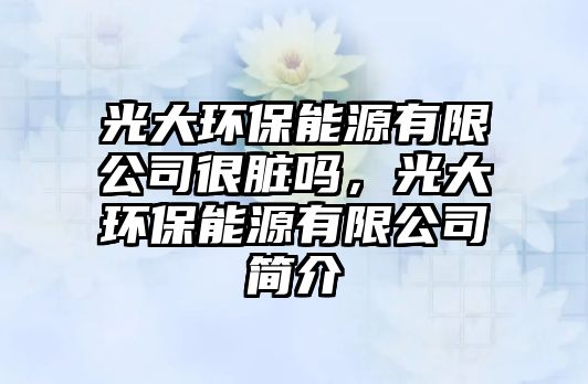 光大環(huán)保能源有限公司很臟嗎，光大環(huán)保能源有限公司簡(jiǎn)介