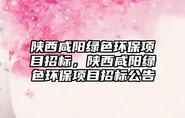 陜西咸陽綠色環(huán)保項(xiàng)目招標(biāo)，陜西咸陽綠色環(huán)保項(xiàng)目招標(biāo)公告