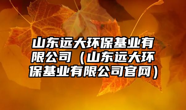 山東遠(yuǎn)大環(huán)?；鶚I(yè)有限公司（山東遠(yuǎn)大環(huán)保基業(yè)有限公司官網(wǎng)）