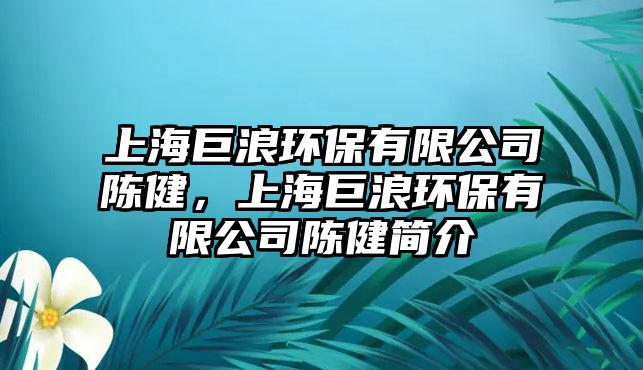 上海巨浪環(huán)保有限公司陳健，上海巨浪環(huán)保有限公司陳健簡(jiǎn)介