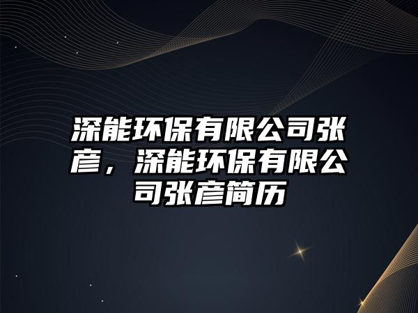 深能環(huán)保有限公司張彥，深能環(huán)保有限公司張彥簡歷