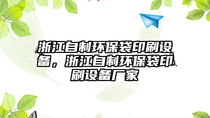 浙江自制環(huán)保袋印刷設備，浙江自制環(huán)保袋印刷設備廠家