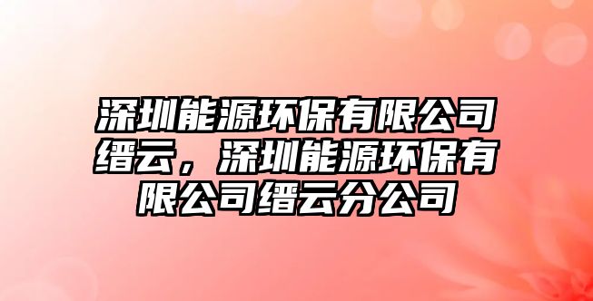 深圳能源環(huán)保有限公司縉云，深圳能源環(huán)保有限公司縉云分公司