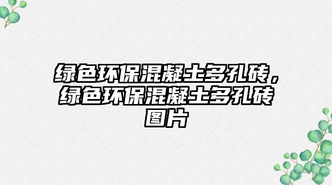 綠色環(huán)?；炷炼嗫状u，綠色環(huán)保混凝土多孔磚圖片