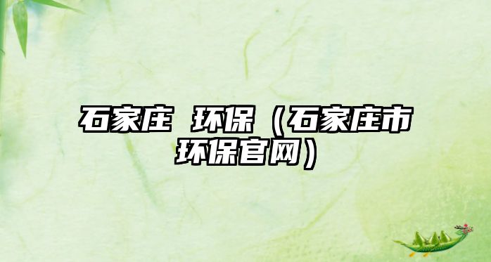 石家莊 環(huán)保（石家莊市環(huán)保官網）