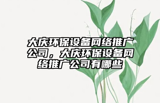大慶環(huán)保設(shè)備網(wǎng)絡(luò)推廣公司，大慶環(huán)保設(shè)備網(wǎng)絡(luò)推廣公司有哪些