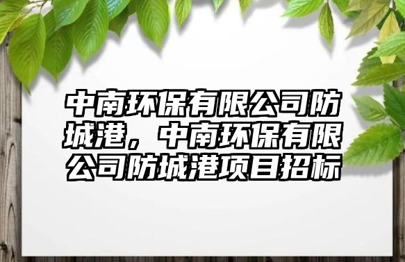 中南環(huán)保有限公司防城港，中南環(huán)保有限公司防城港項目招標