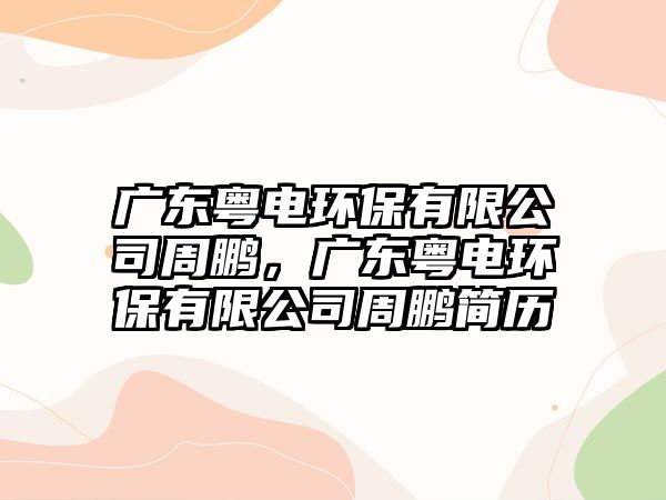 廣東粵電環(huán)保有限公司周鵬，廣東粵電環(huán)保有限公司周鵬簡(jiǎn)歷