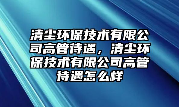 清塵環(huán)保技術有限公司高管待遇，清塵環(huán)保技術有限公司高管待遇怎么樣