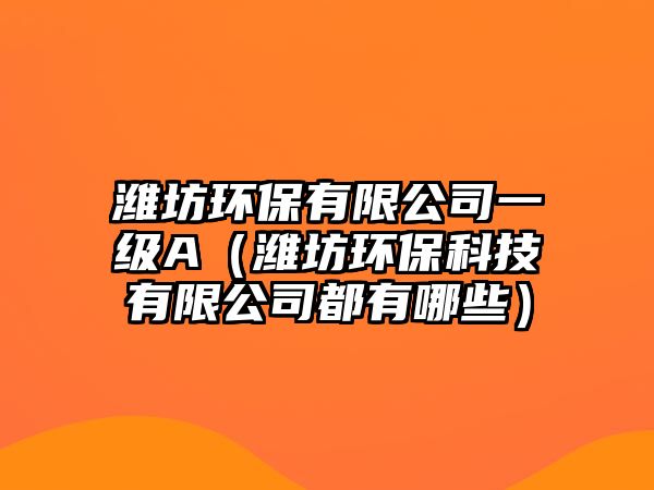濰坊環(huán)保有限公司一級A（濰坊環(huán)?？萍加邢薰径加心男?/> 
									</a>
									<h4 class=