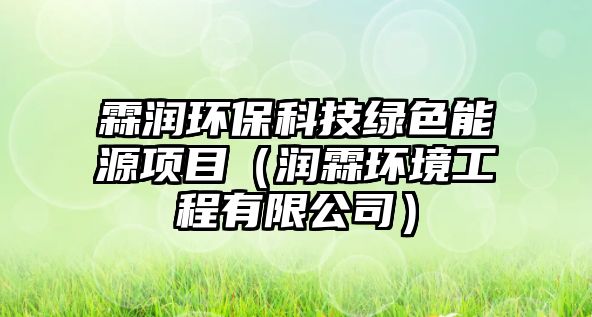 霖潤環(huán)?？萍季G色能源項目（潤霖環(huán)境工程有限公司）