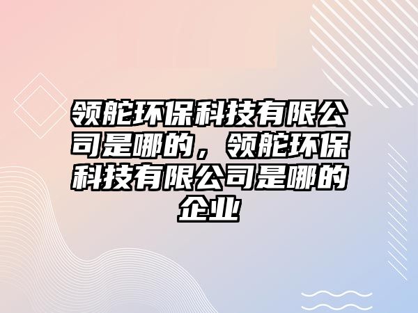 領(lǐng)舵環(huán)?？萍加邢薰臼悄牡?，領(lǐng)舵環(huán)保科技有限公司是哪的企業(yè)