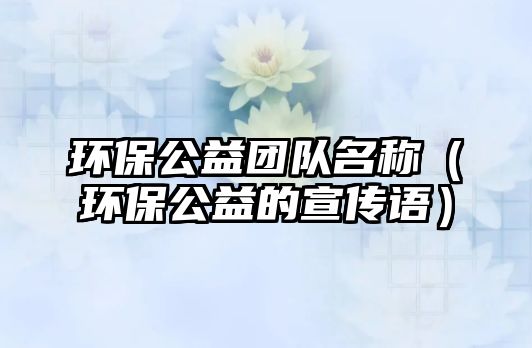 環(huán)保公益團隊名稱（環(huán)保公益的宣傳語）