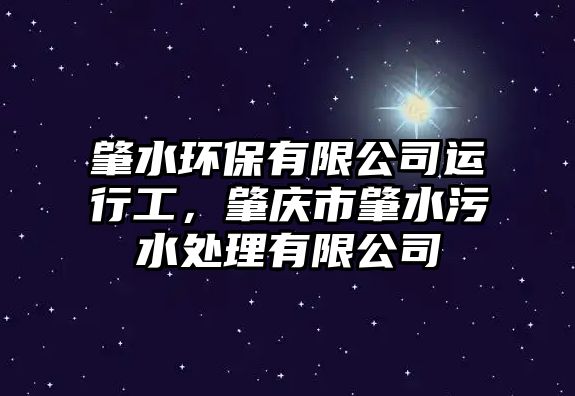 肇水環(huán)保有限公司運(yùn)行工，肇慶市肇水污水處理有限公司