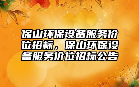 保山環(huán)保設(shè)備服務(wù)價(jià)位招標(biāo)，保山環(huán)保設(shè)備服務(wù)價(jià)位招標(biāo)公告