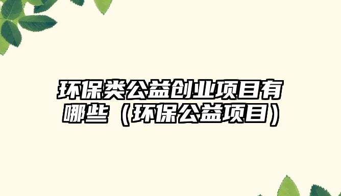 環(huán)保類公益創(chuàng)業(yè)項(xiàng)目有哪些（環(huán)保公益項(xiàng)目）