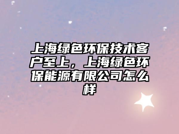 上海綠色環(huán)保技術(shù)客戶至上，上海綠色環(huán)保能源有限公司怎么樣
