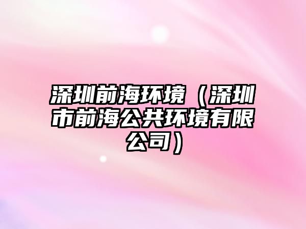 深圳前海環(huán)境（深圳市前海公共環(huán)境有限公司）