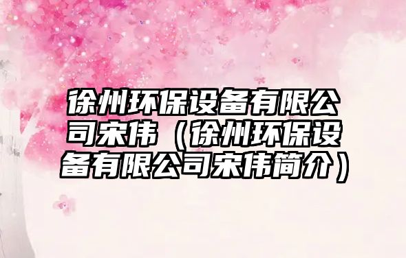 徐州環(huán)保設(shè)備有限公司宋偉（徐州環(huán)保設(shè)備有限公司宋偉簡介）