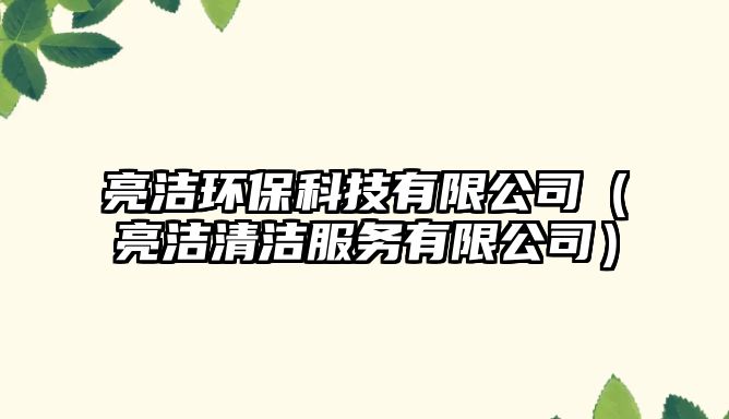亮潔環(huán)?？萍加邢薰荆翝嵡鍧嵎?wù)有限公司）