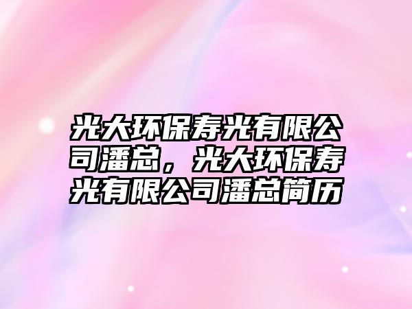 光大環(huán)保壽光有限公司潘總，光大環(huán)保壽光有限公司潘總簡歷