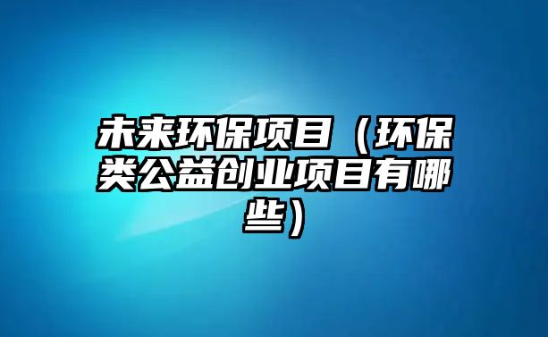未來環(huán)保項(xiàng)目（環(huán)保類公益創(chuàng)業(yè)項(xiàng)目有哪些）